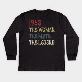Vintage Retro 1963 Legend Gift 57th Birthday Womens Kids Long Sleeve T-Shirt
